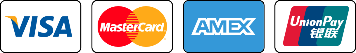 Carte supportate: Visa, MasterCard, AmEx, UnionPay